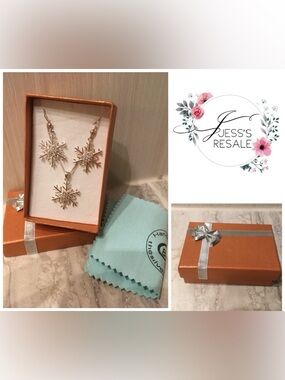 🆕HANDMADE - NEW - STERLING SILVER SNOWFLAKE NECKLACE / PENDANT AND EARRING SET